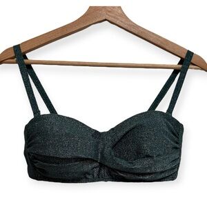 Lands End Chlorine Resistant Shine Twist Front Bandeau Bikini Top